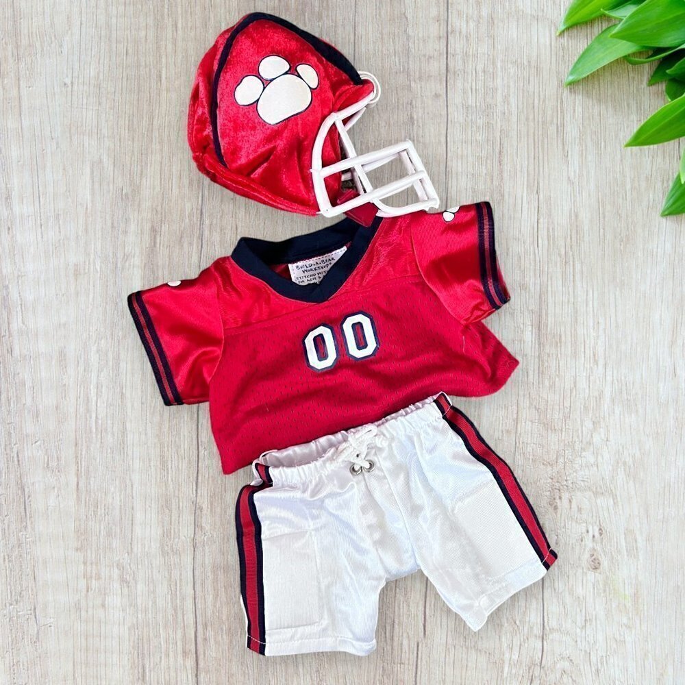 BABW Build A Bear Red White Blue Football Uniform Outfit Helmet BAB